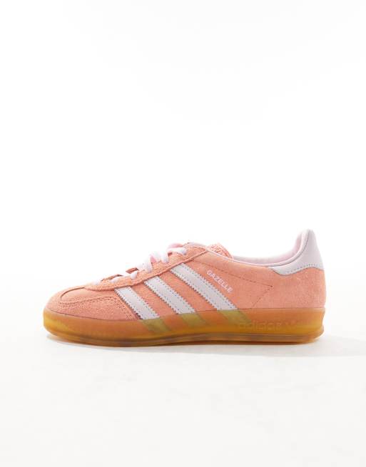 adidas Originals Gazelle Indoor gum sole sneakers in orange and