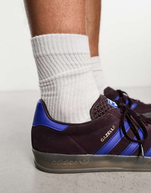 adidas Originals Gazelle Indoor gum sole trainers in maroon and blue | ASOS