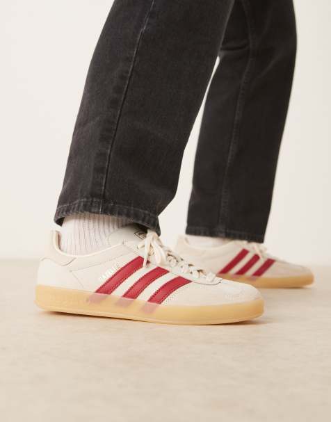 adidas Originals – Gazelle Indoor – Kremowo-czerwone buty sportowe z gumową podeszwą - view 1