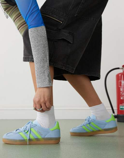 adidas Originals – Gazelle Indoor – Niebiesko-zielone buty sportowe z nubuku