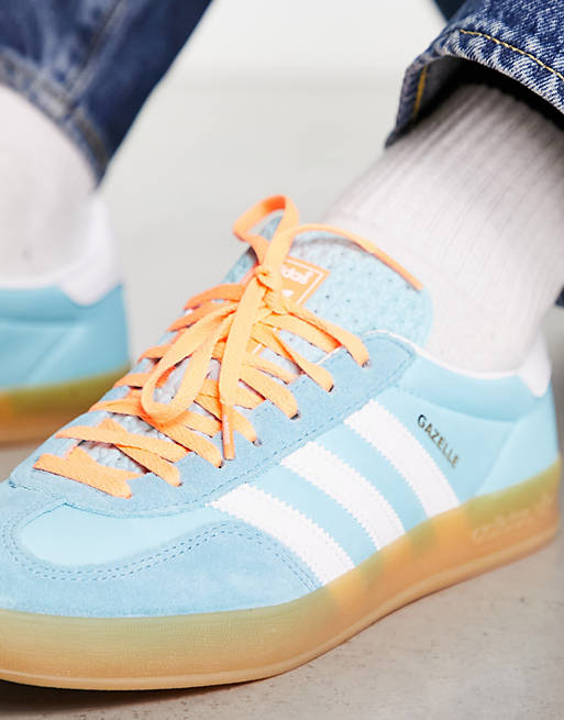 adidas Originals – Gazelle Indoor – Sneaker in Blau und Weiß mit Gummisohle  - LBLUE | ASOS