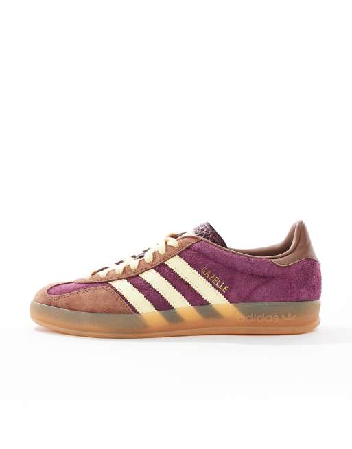 adidas Originals Gazelle Indoor Sneakers bordeaux e gialle con suola in gomma