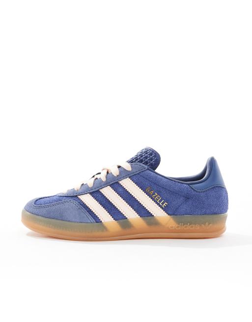 adidas Originals Gazelle Indoor trainers in navy and pink with gum sole