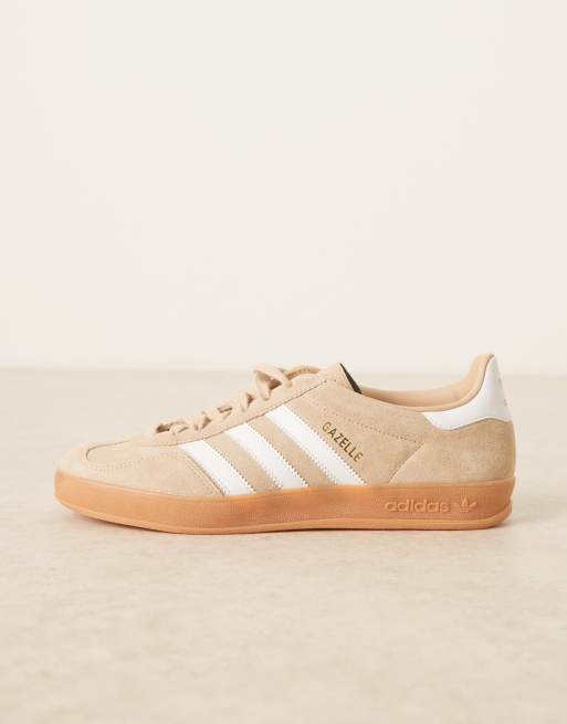 adidas Originals Gazelle Indoor sneakers in beige and white