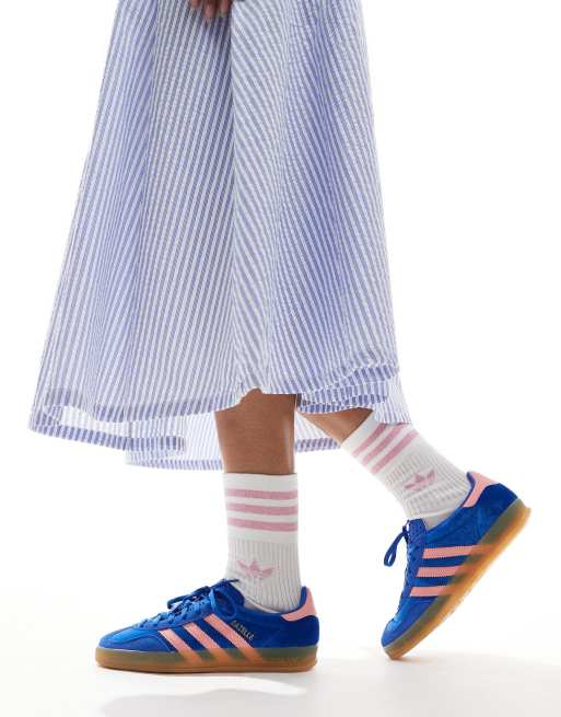 adidas Originals Gazelle Indoor sneakers in blue and pink | ASOS