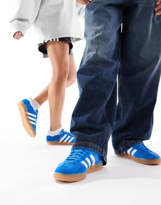 adidas Originals Gazelle Indoor sneakers in blue and white