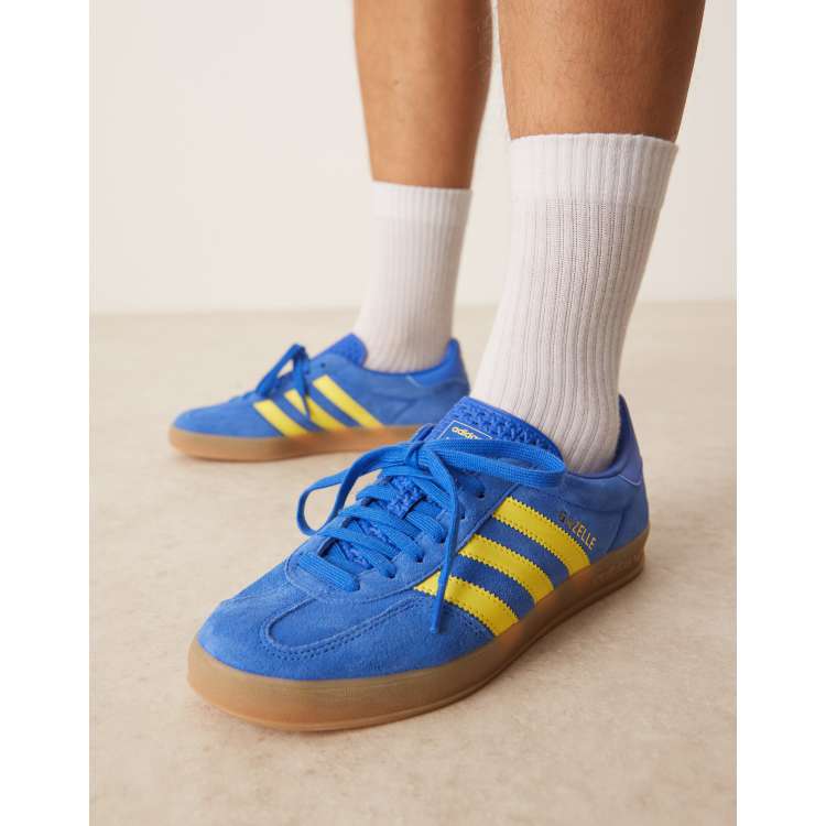 adidas Originals Gazelle Indoor sneakers in blue and yellow