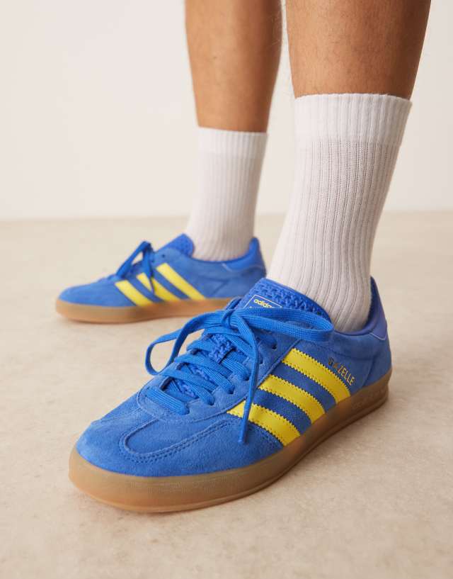 adidas Originals Gazelle Indoor sneakers in blue and yellow  display picture 1