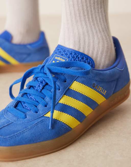 adidas Originals Gazelle Indoor sneakers in blue and yellow