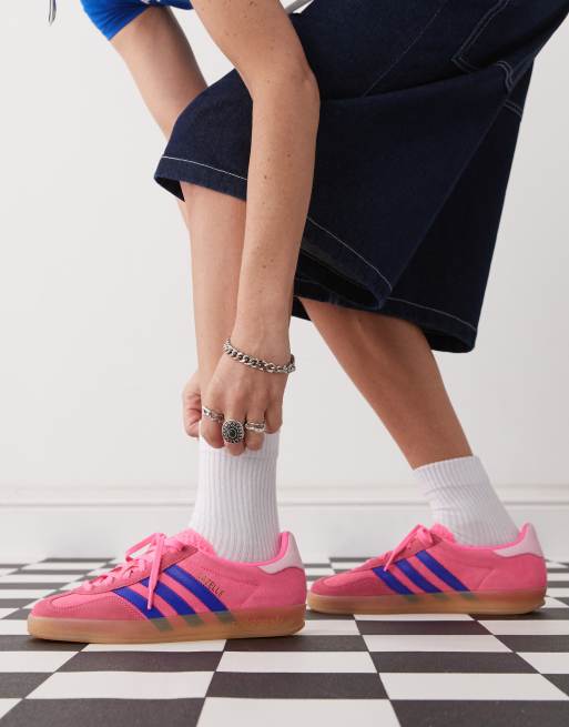 adidas Originals Gazelle Indoor sneakers in bright pink and blue