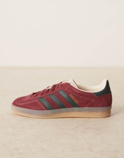 adidas Originals Gazelle indoor sneakers in burgundy and green