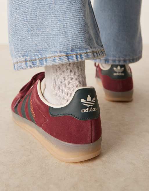 adidas Originals Gazelle indoor sneakers in burgundy and green