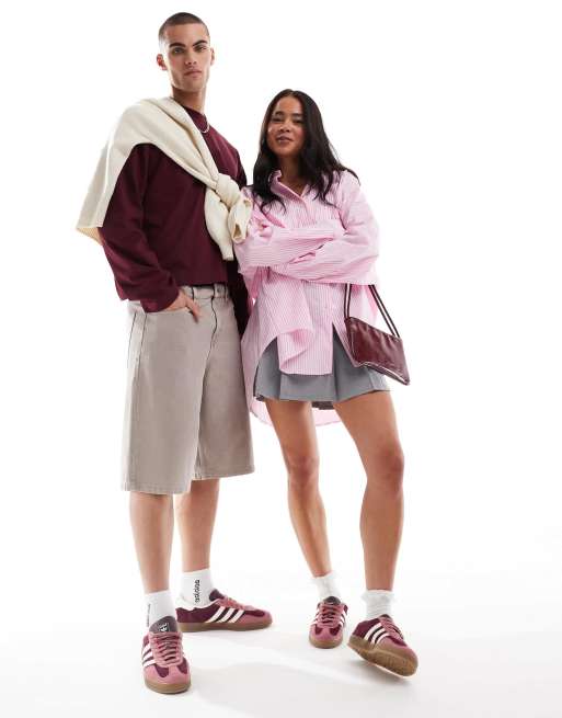 adidas Originals Gazelle Indoor sneakers in burgundy and white