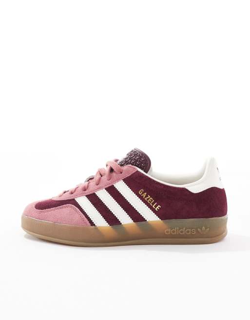 adidas Originals Gazelle Indoor sneakers in burgundy and white