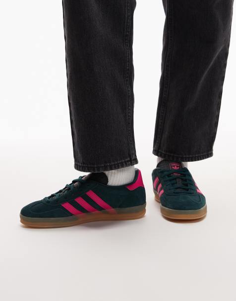 adidas Originals Gazelle Indoor sneakers in dark green and bright pink - view 1