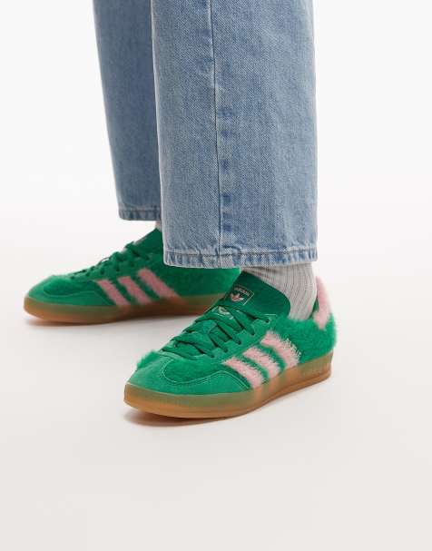 adidas Originals Gazelle Indoor sneakers in fluffy green and pink - view 1