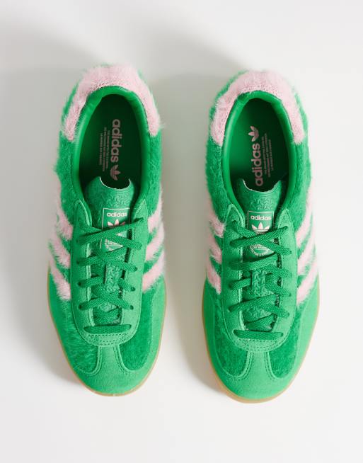 adidas Originals Gazelle Indoor sneakers in fluffy green and pink