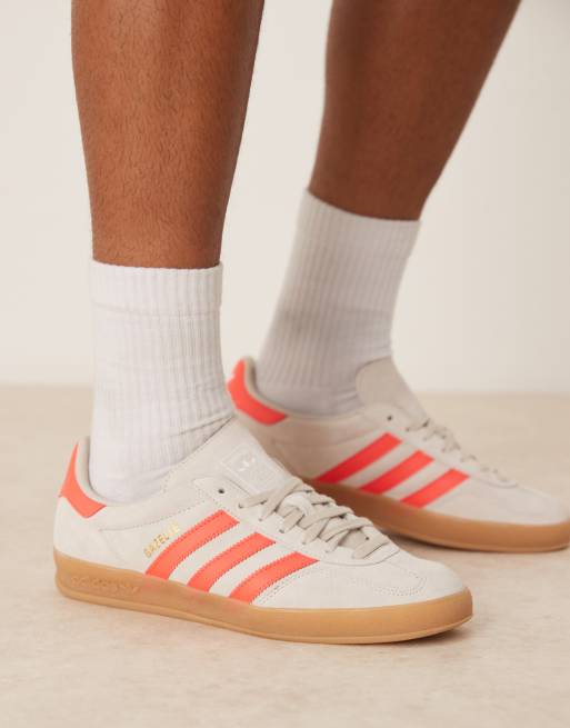 adidas Originals Gazelle Indoor sneakers in gray and red 