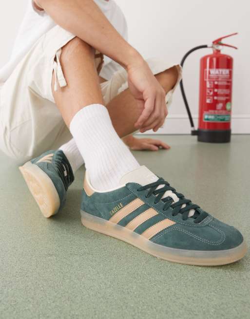 adidas Originals Gazelle Indoor sneakers in green and beige