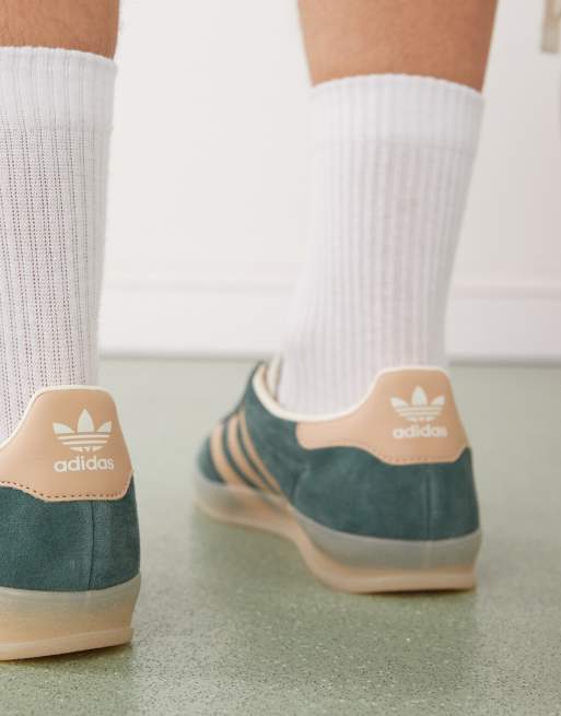adidas Originals Gazelle Indoor sneakers in green and beige