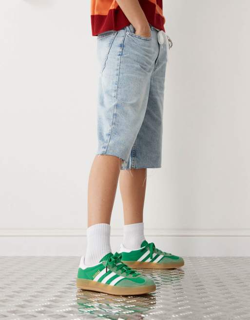 adidas Originals Gazelle Indoor sneakers in green and white