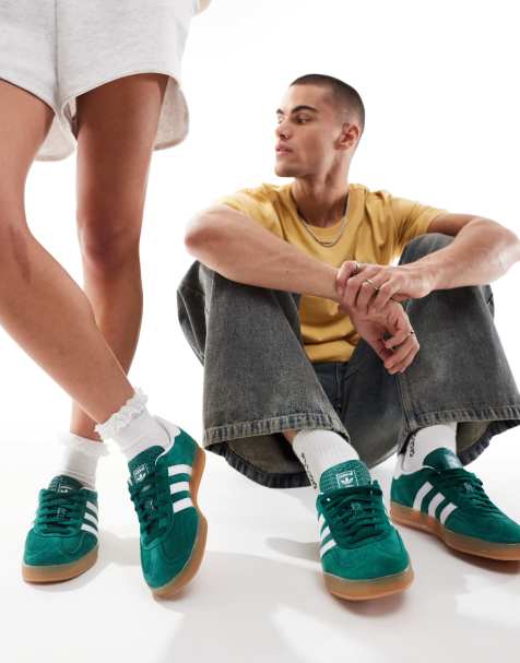 adidas Originals Gazelle Indoor sneakers in green and white - view 1