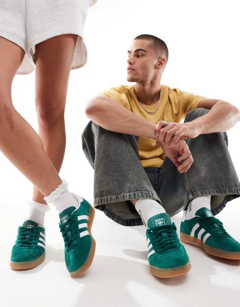 adidas Originals Gazelle Indoor sneakers in green and white