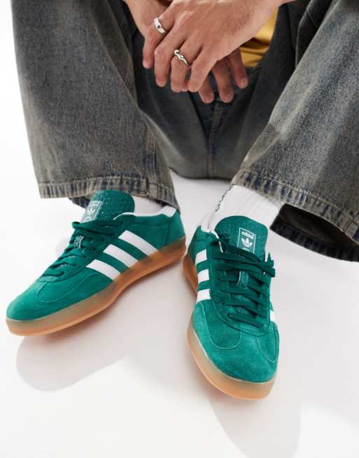 adidas Originals Gazelle Indoor sneakers in green and white