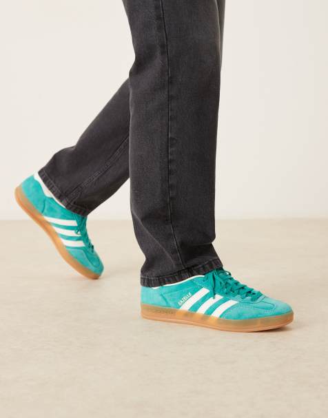 adidas Originals Gazelle Indoor sneakers in green and white - view 1