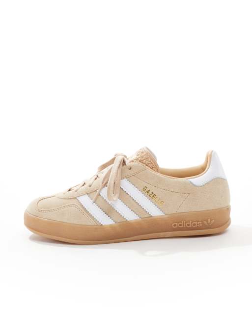 adidas Originals Gazelle Indoor sneakers in light brown and white
