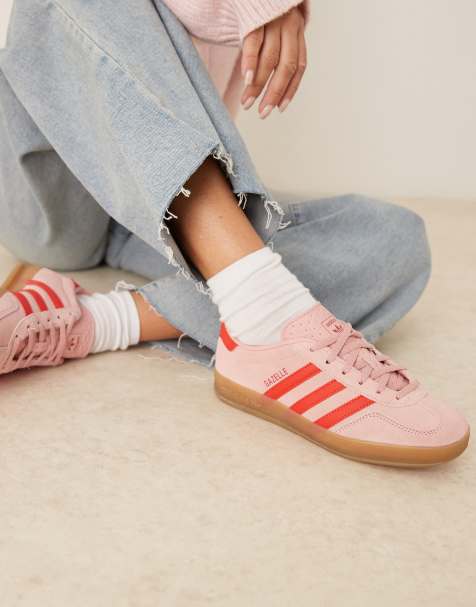 adidas Originals Gazelle Indoor sneakers in light pink and red - view 1
