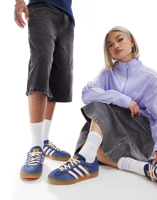 adidas Originals Gazelle Indoor sneakers in navy and pink with gum