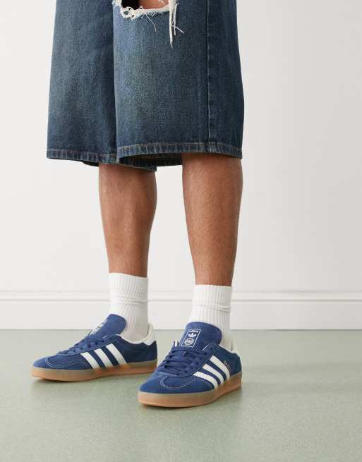 adidas gazelle silver green womens adidas Shoe Palace Exclusive Gazelle Mens Lifestyle Shoes Ivory Bold Blue  IF4599 main image 1