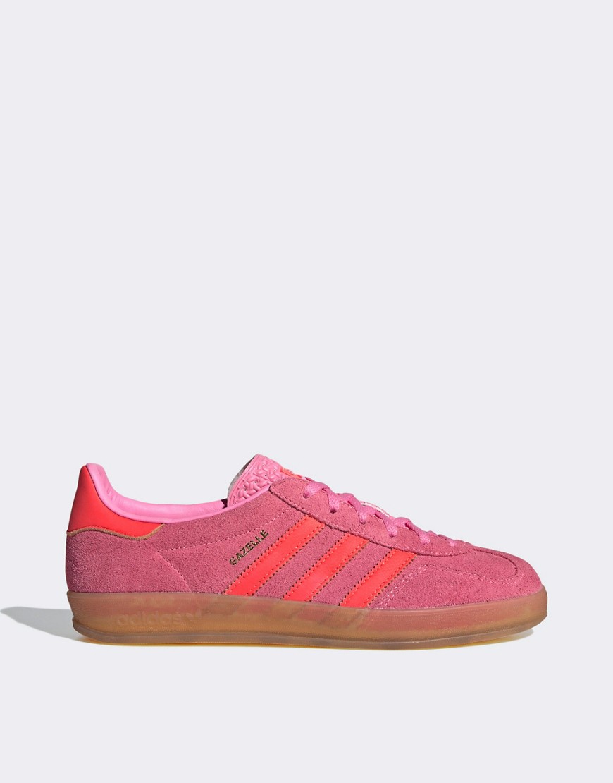 Adidas Originals Gazelle Indoor Sneakers In Pink And Red