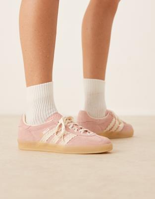 adidas Originals Gazelle Indoor sneakers in pink and white ruffle - view 1