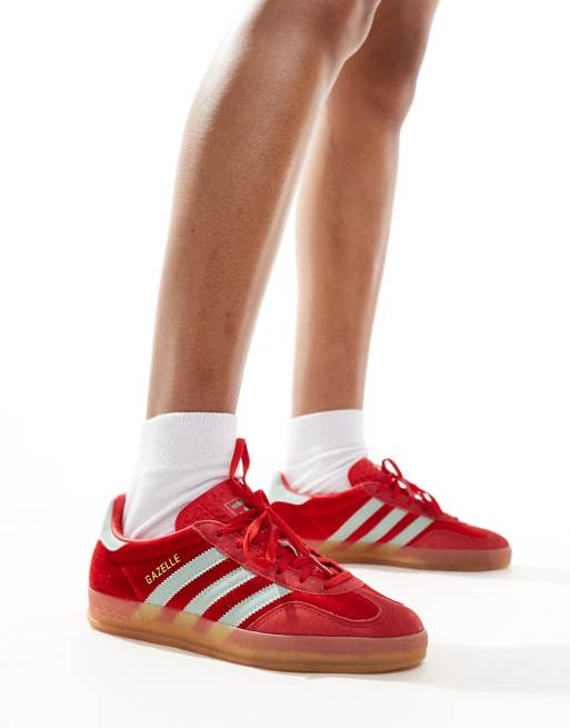 adidas Originals Gazelle Indoor sneakers in red and green