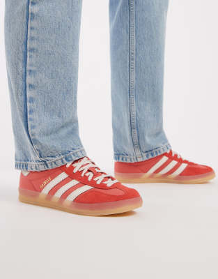 adidas Originals Gazelle Indoor sneakers in red and white