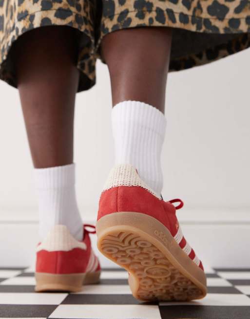【送料&関税込】Adidas Gazelle Indoor Sneakers In Red Suede adidas Originals Gazelle Indoor sneakers in red with crochet