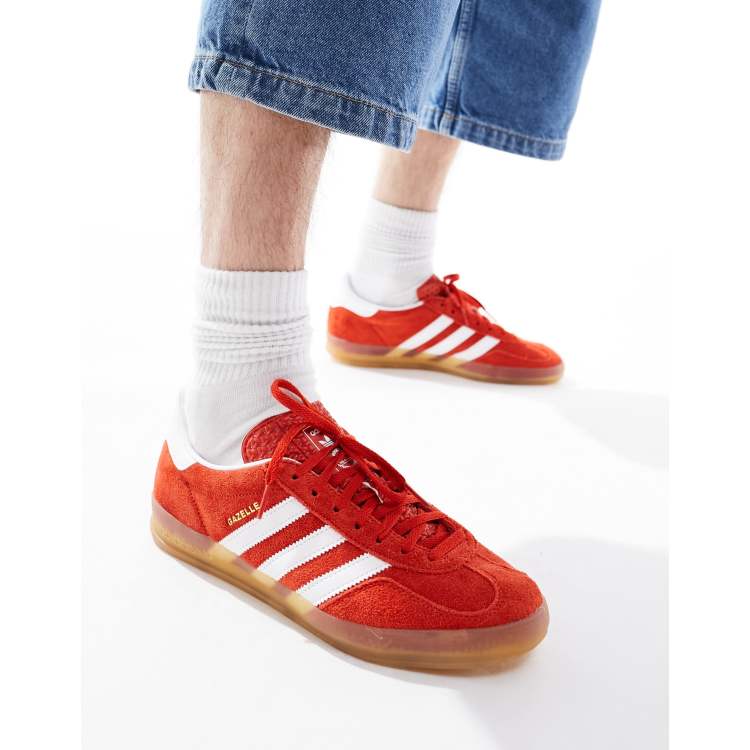 adidas Originals Gazelle Indoor sneakers in red with gum sole ASOS