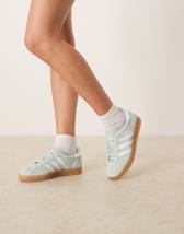 adidas Originals Gazelle Indoor sneakers with rubber sole in burgundy and light green