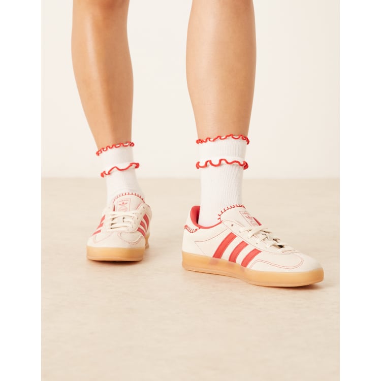 adidas Originals Gazelle indoor sneakers in white and red | ASOS