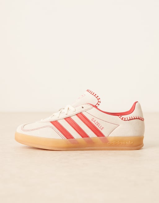 adidas Originals Gazelle indoor sneakers in white and red | ASOS