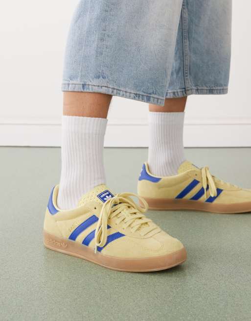adidas Originals Gazelle Indoor sneakers in yellow and blue