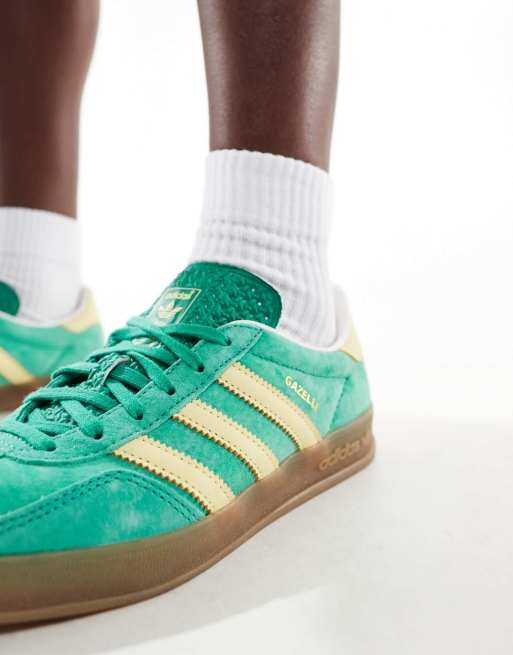 adidas Originals Gazelle Indoor sneakers with gum soles in green and yellow ASOS