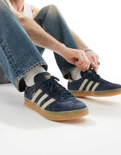 adidas Originals Gazelle Indoor sneakers with rubber sole in navy and beige