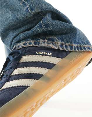 adidas Originals Gazelle Indoor sneakers with rubber sole in navy and beige  | ASOS