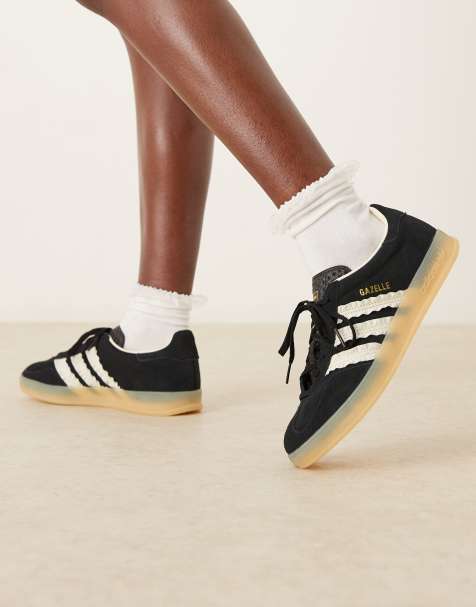 adidas Originals Gazelle Indoor sneakers with ruffle detail in black - view 1