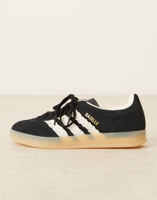 adidas Originals Gazelle Indoor sneakers with ruffle detail in black