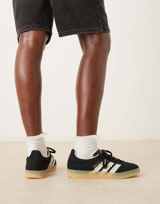 adidas Originals Gazelle Indoor sneakers with ruffle detail in black