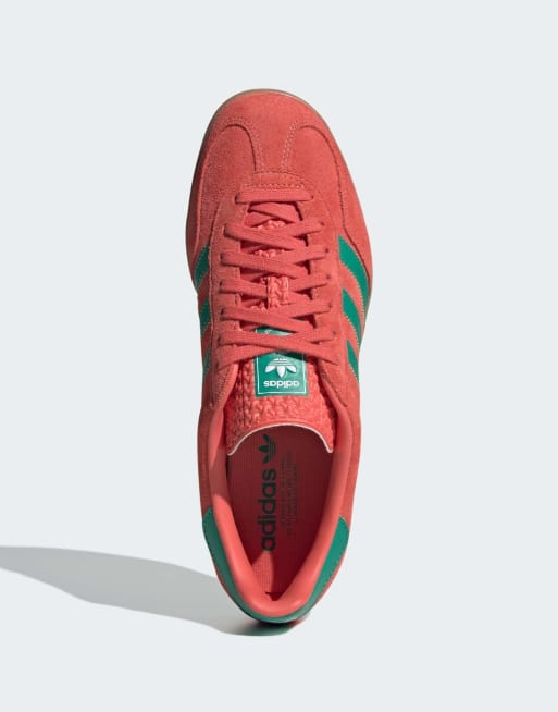adidas gazelle silver green womens Adidas Women's Gazelle Indoor Semi Lucid Fuchsia / Semi Green Spark /  Signal Coral Low Top Sneakers